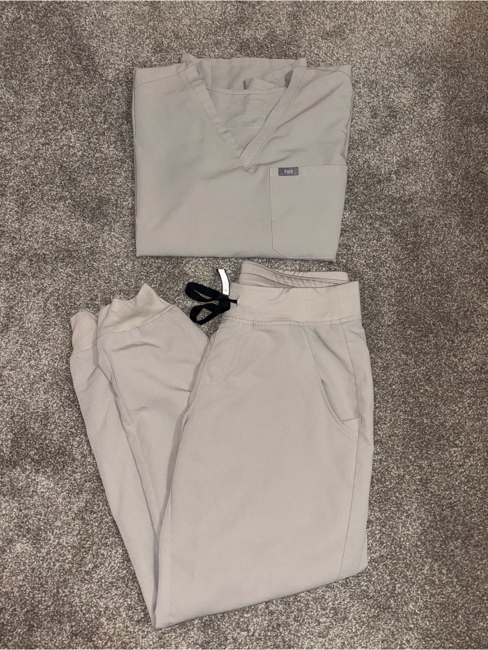 Figs Track Pants & Top Set in Light Gray